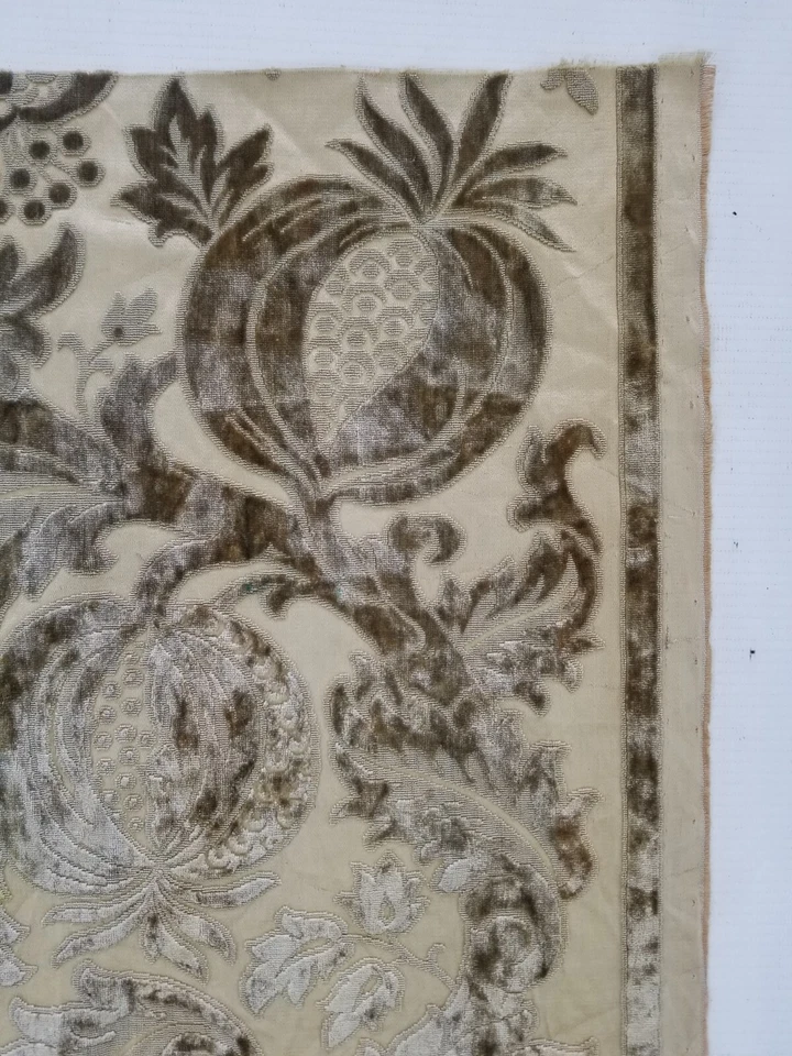 Vintage French Velvet Panel With Floral & Pomegranate Motifs 210x35cm - Image 4 of 4