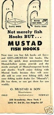 1960 small Print Ad of O Mustad & Son Beak & Viking Fishing Fish Hooks