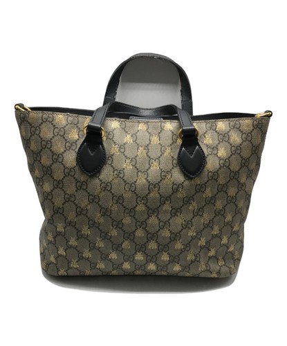 Gucci Bee Monogram Handbag 473887 Coated Canvas #TFB4737