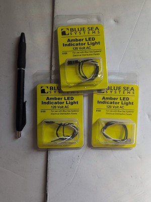 Blue Sea 8169 LED 3Qty Amber 11/64in 120VAC BA10