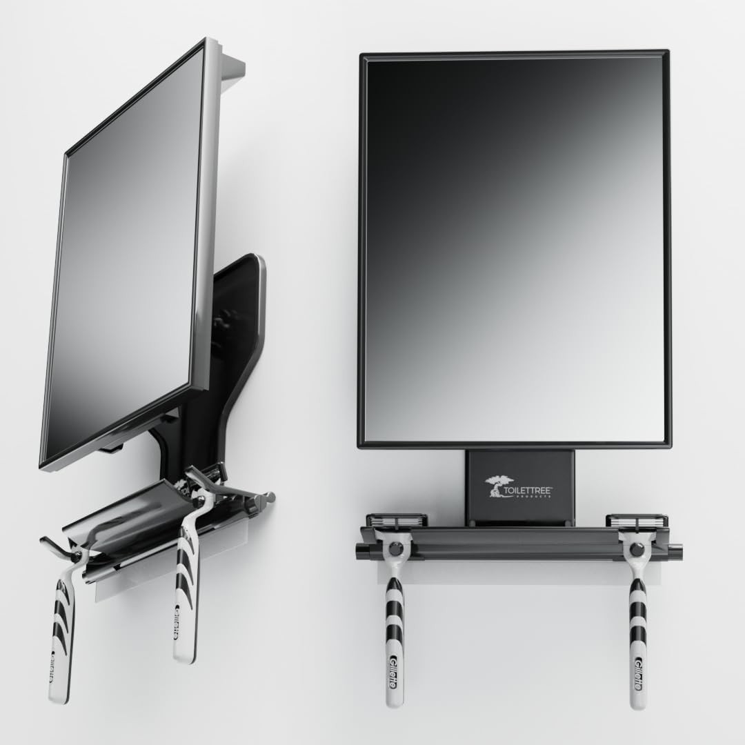 ToiletTree Products Fogless Shower Mirror - Anti-Fog 7.5"L x 6.5"W, Black 