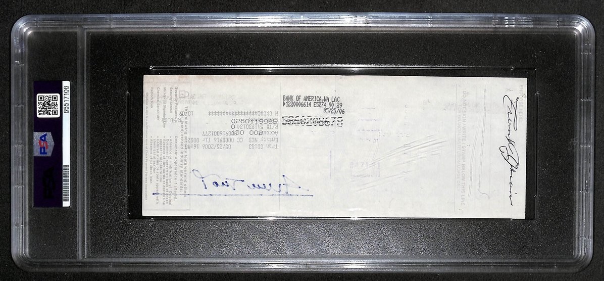 Willie Mays HOF Signed/Auto 2006 Bank Check PSA/DNA GEM MT 10   211201 view 2