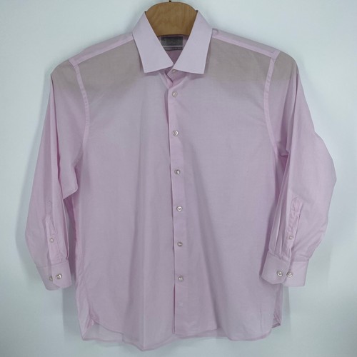 Hickey Freeman, Hickey Freeman Men 18 34/35 Contemporary Fit Pink Cotton Dress Shirt Long Sleeve