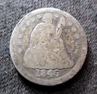SILVER COIN UNITED STATES OF AMERICA 1845 "SEATED LIBERTY DIME" PHILADELPHIA