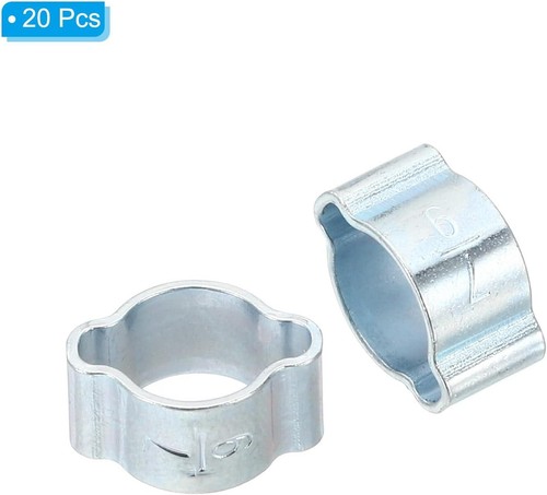 Lot de 20 pinces à tuyau double oreille 7-9 mm, anneaux de sertissage à clip O en acier galvanisé pour - Photo 3/7