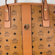 MCM Anya Visetos Tote Bag Cognac Monogram Coated Canvas Shopper