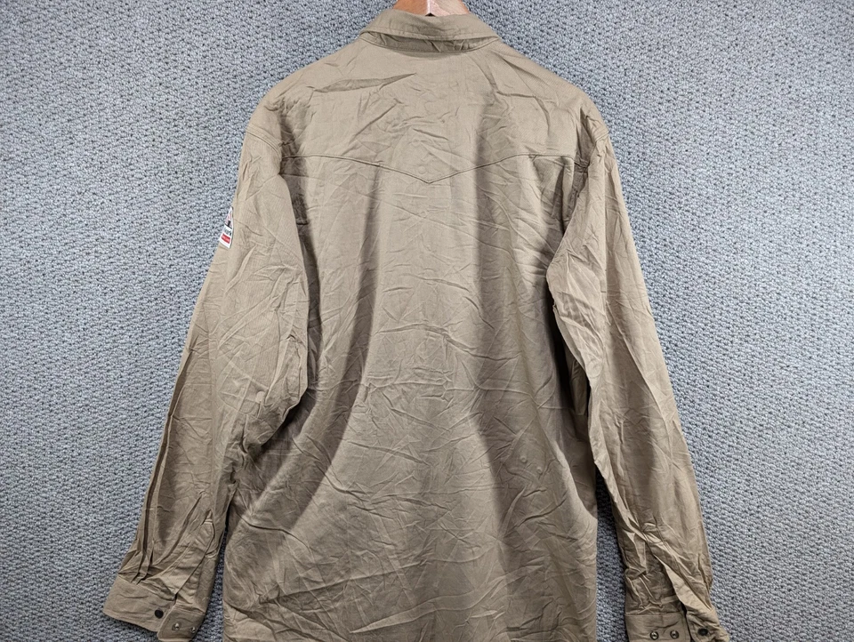 Camisa de trabajo Bulwark Excel FR resistente al fuego beige denim de alta resistencia con botones XL Foto 2 de 4