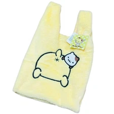 Sanrio Pompompurin Yellow Fluffy Fur Tote Bag 18.5x12x5 in New