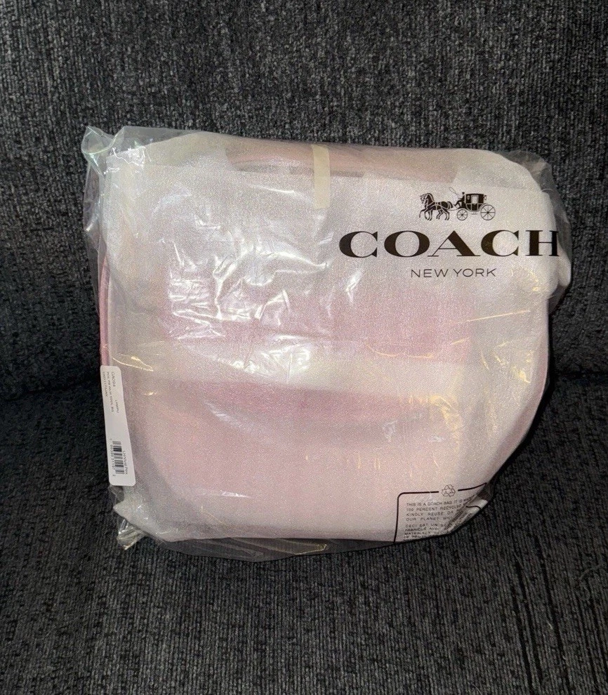 Borsa da sella Coach Willow con 2 cinghie in morbida pelle di ciottoli argento rosa vivo nuova con etichette