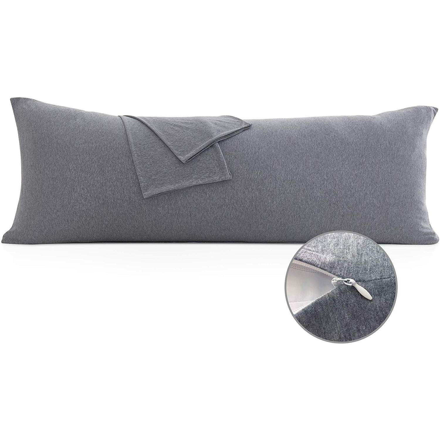 Oubonun 100% Jersey Cotton Body Pillow Cover with Zipper - Luxury Soft Remova...