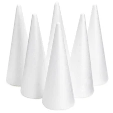 6 Pack Foam Cones for Crafts, Holiday Decorations, Handmade Gnomes, 3.8 x 9.5 In