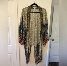 Flying Tomato Women's Bohemian Geometric Kimono Jacket M/L Rayon Long Sleeve