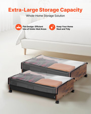 Under Bed Storage with Wheels, 2 Pack
