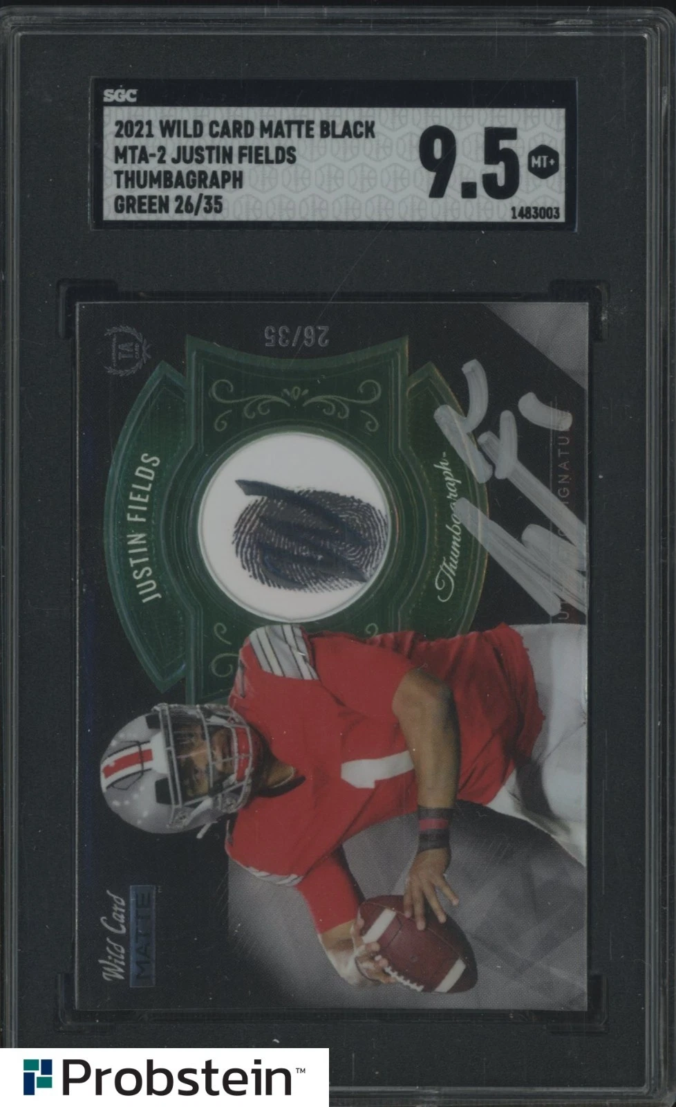 Justin Fields Wild Card Matte Black Premier Edition Thumbagraph Autographs #MTA2 Green