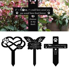 1x Garden Stake Yard Decor Memorial Pet Grave Markers Dog Claw Sympathy Plaque