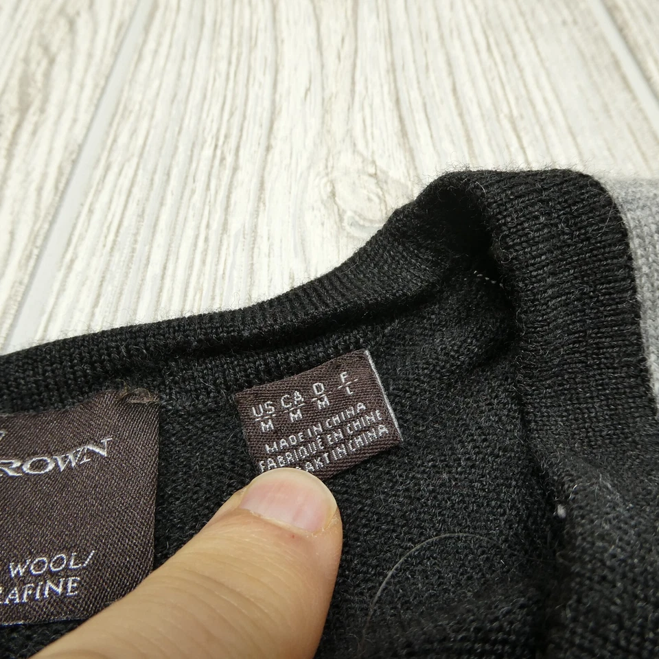 Suéter de Lana Merino Negro y Marrón Adulto M Negro Gris Bloque de Color Ligero Foto 3 de 4