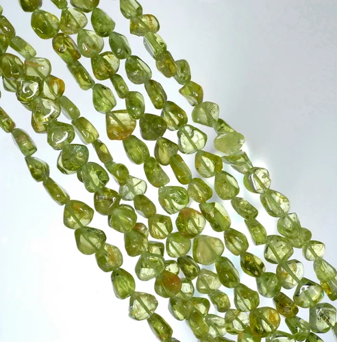 7X5-8X6MM PIEDRA PRECIOSA PERIDOTO GRADO A PEPITA DE PERA VERDE CUENTAS SUELTAS 14 pulgadas - Imagen 2 de 4
