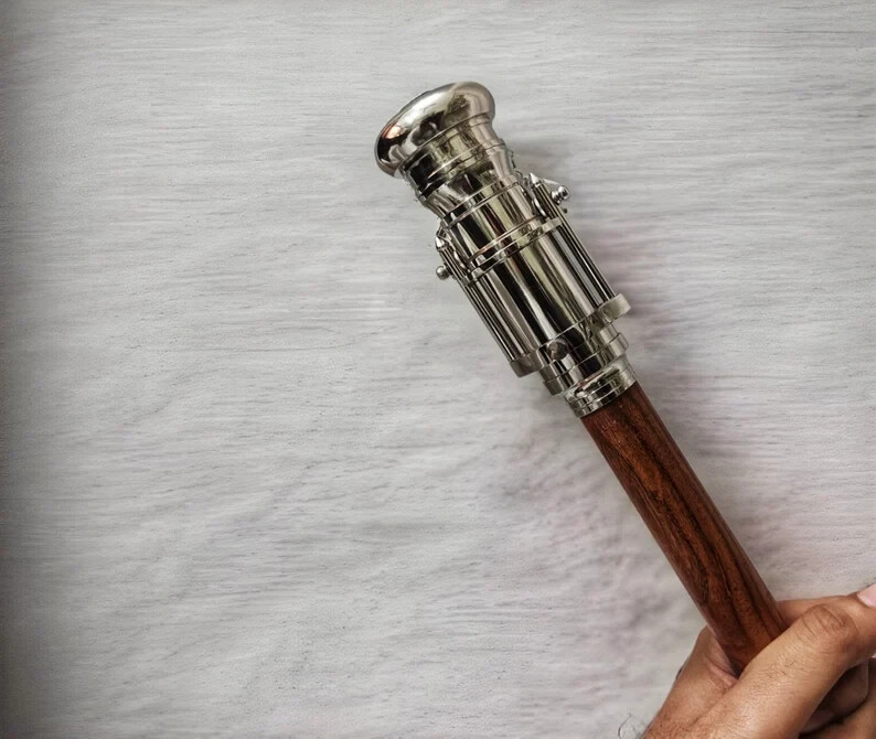 Solid Brass Hidden Telescope Head Handle Antique … - image 2