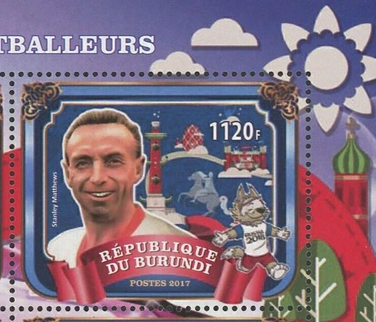 Sello de jugadores de fútbol Valeri Voronine Stanley Matthews Eusebio Charlton S/S MNH Foto 3 de 4