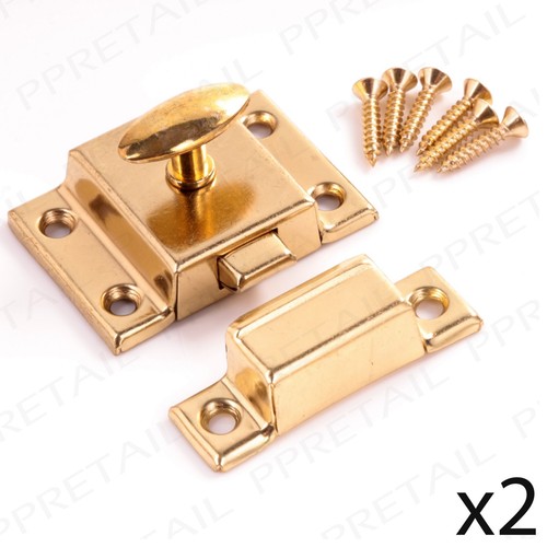 2 x BRASS 55mm SPRUNG TURN LATCHES Door Twist