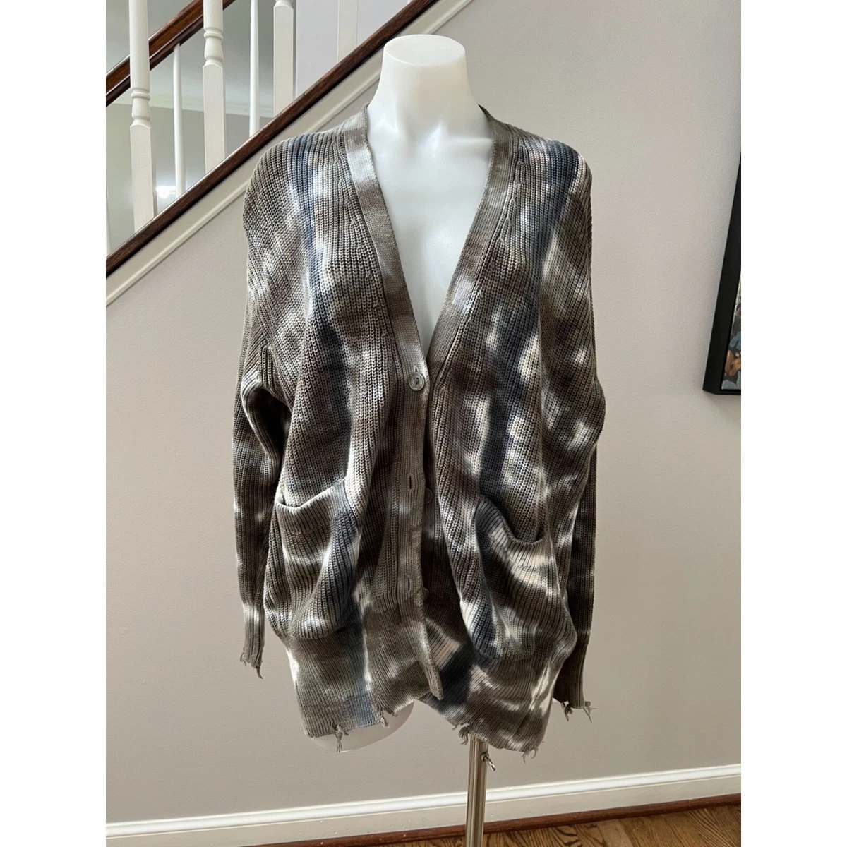 Young Fabulous & Broke Indie Tie Dye Cardigan Sweater Blue