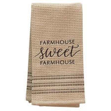 NEW PRIMITIVE Dish Towel FARMHOUSE SWEET FARMHOUSE Tan Black Tea Hand 20"x28"