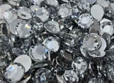 100 pcs 12mm Round Clear Crystal Rhinestones Craft Glue On Jewels Gems VTG