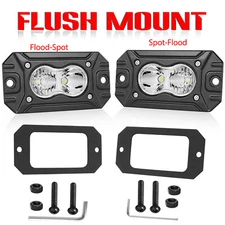 2X 4" Flush Mount LED Cube Work Light Bar Spot Flood Pods Driving Rear Off Road