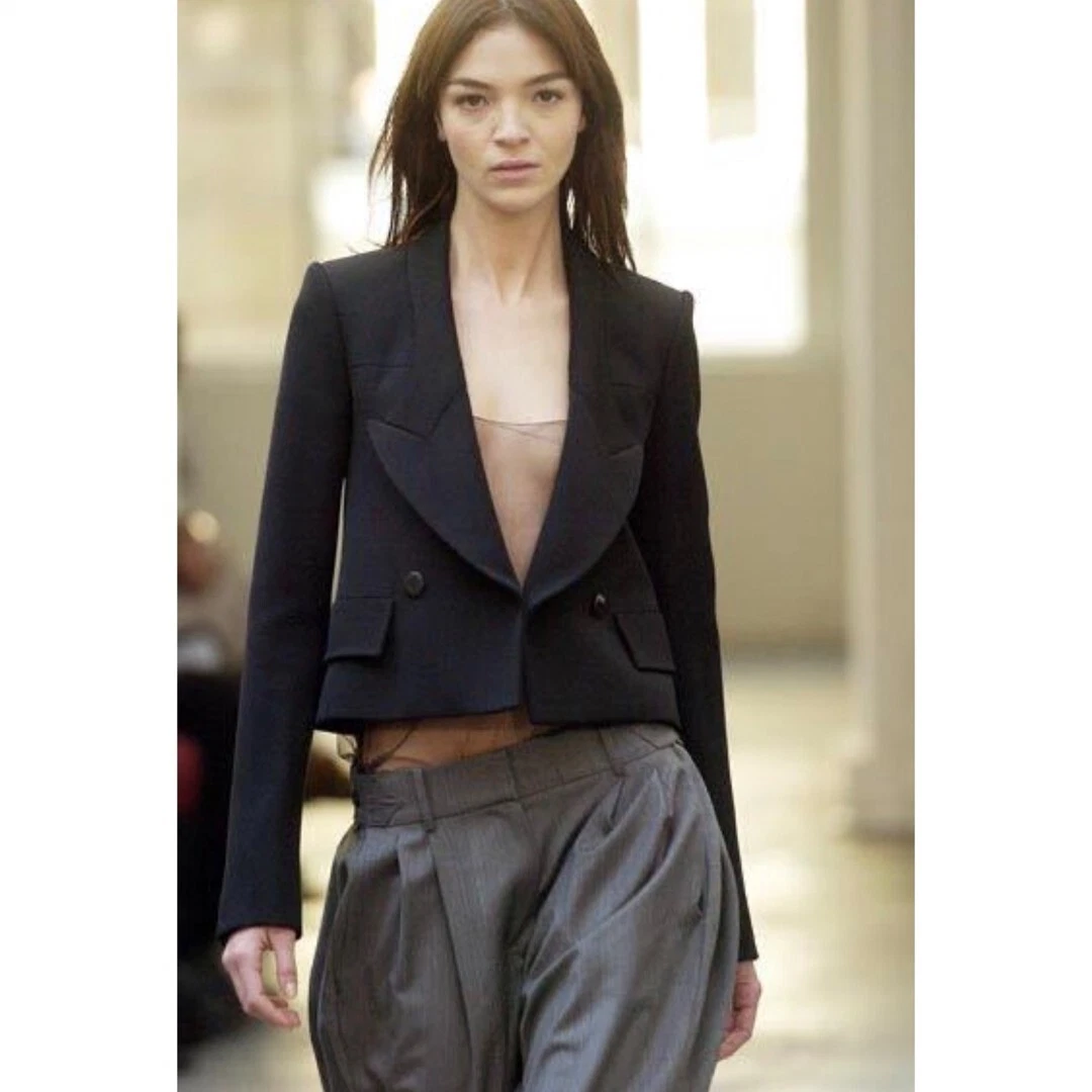 Autentica giacca sartoriale BALENCIAGA rara colore lana nero taglia 36 donna USATA