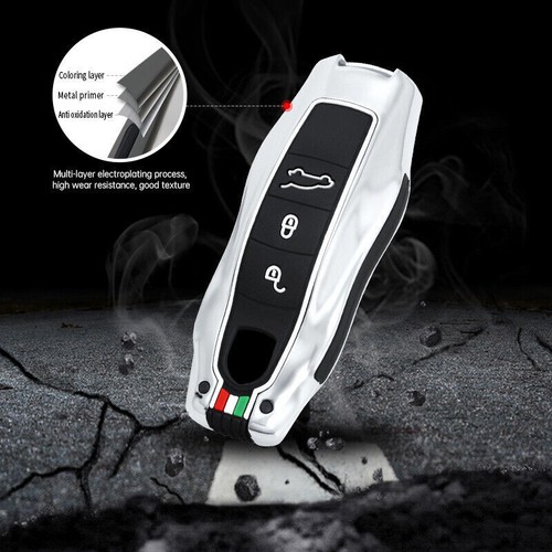 Zinc Alloy Silicone Car KeyCase Cover For Porsche Cayman Macan Panamera 718 911 - Foto 11 di 16