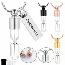Glass Hourglass Cremation Necklace for Ashes Container Vial Ashes Urn Necklace