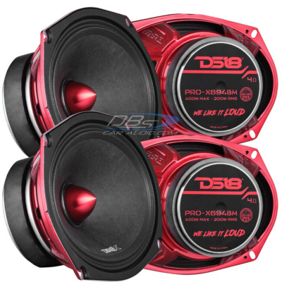 4x DS18 PRO-X694BM 6x9'' Midrange Bullet Car Speakers 200W Rms 4-ohm Loudspeakers