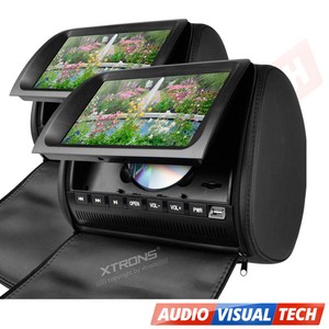 2x In Car Headrest Twin Dual Monitor DVD Player 9" Digital Screen USB
