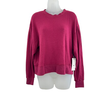 Treasure & Bond Women Medium Crew Neck Burgundy Knit Long Sleeve Blouse NWT