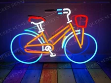 Bike Glass Neon Light Handcraft Artwork Kids Room Wall Hanging Nightlight 20"