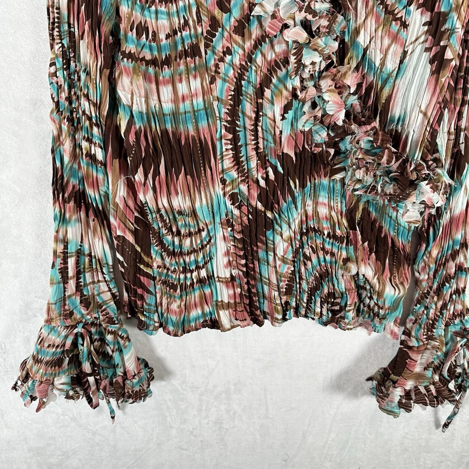 Top vintage Kaelyn Max para mujer 2X Tie Dye volantes años 90 arte para usar mangas de campana Foto 3 de 4