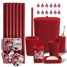 Christmas Bathroom Accessory Set - 22PC, Complete Set + Bath Rugs, Modern, Re...