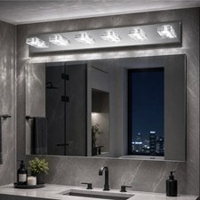 38 in Bathroom Bubble Crystal LED Vanity 6 Light Over Mirror Wall Sconce Fixture