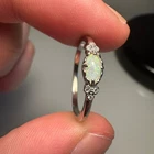 925 Sterling Silver Opal Ring Size 8 Marquise Fire Opal Vintage Dainty Gift Her