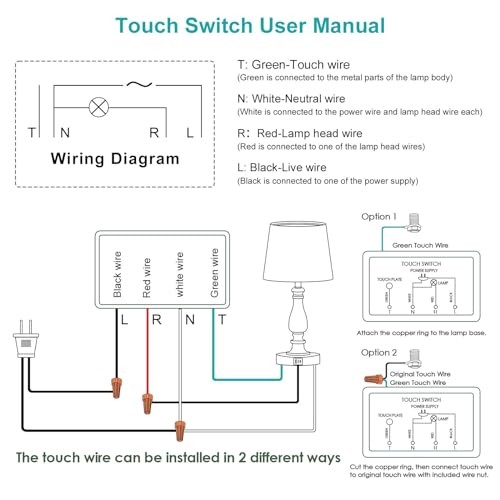 Paquete de 2 módulos de control de lámpara táctil, interruptor atenuador táctil de lámpara de 3 vías funciona para - Imagen 2 de 6