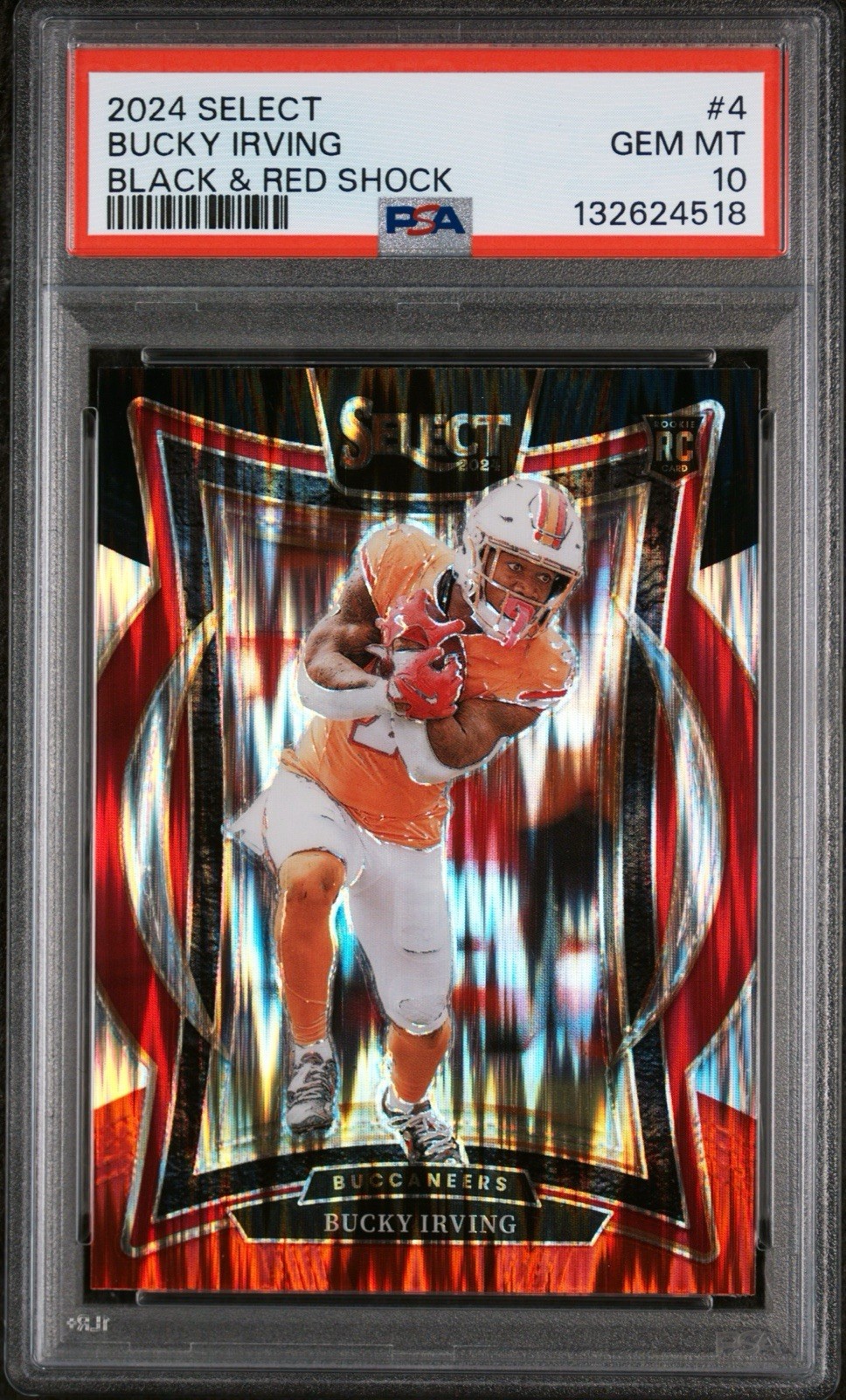 2024 Select Bucky Irving Club RC Black and Red Prizm Shock #239 PSA 10