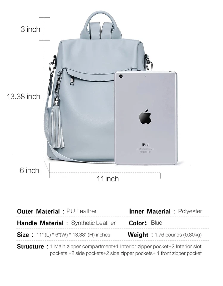 Mochila Cartera para Mujer, Cuero PU Antirrobo Viaje Cartera Bolsos de Hombro con... Foto 3 de 4