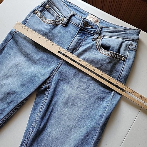 Shyanne Embroidered Mid Rise Flare Jeans 27 Light Wash Stretch Denim Boho Hippie - Picture 10 of 15