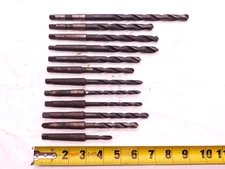 LOT OF 12 PCS TWIST DRILL BITS UP TO 29/64 MORSE TAPER #1 SHANKS MT1 MACHINIST