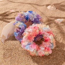 Fashion Hawaii Lace Flower Hair Scrunchies Summer Vacation Elastic Head Band Wom