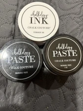 Chalk Couture Chalkology Pastes & Ink, Lot of  3 Jars Assorted White/red New