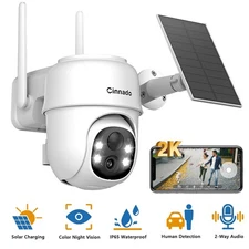 Wireless 3MP Solar Powered Security Camera Outdoor Wifi 360°PTZ Human Detection