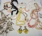 Vintage Boho Beach Shell Stone Costume Jewelry Lot Irridescent Artisan Bead MOP