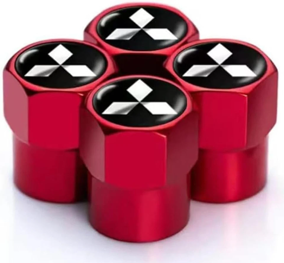 Compatible with Mitsubishi 4Pcs Tire Valve Stem Caps Red Anodized Aluminum - Image 2 of 4