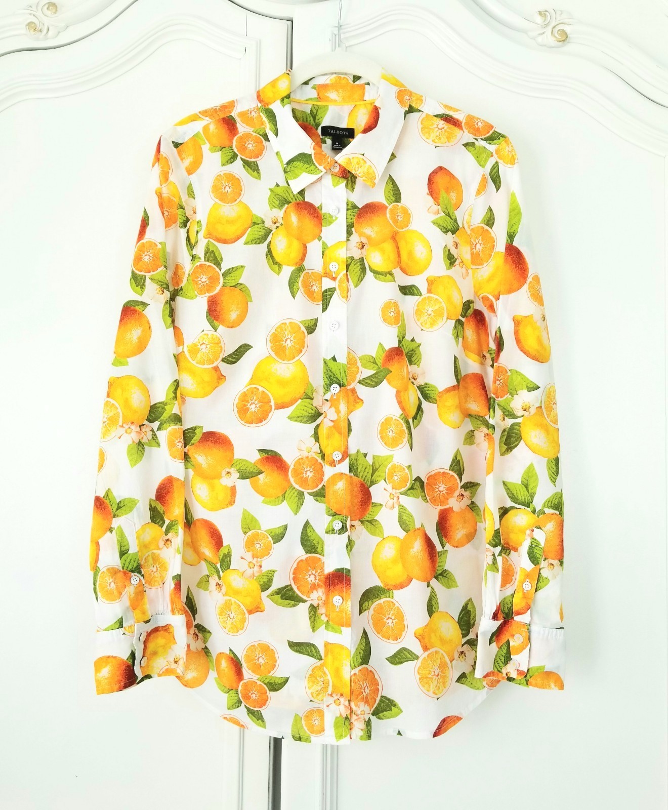 Talbots Oranges Citrus Fruit Pattern Long Sleeve … - image 2